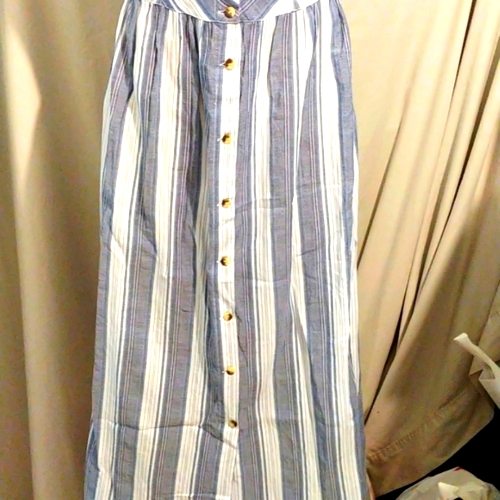 Olive & Oak Blue and White Striped Midi Dress - Picture 3 of 5